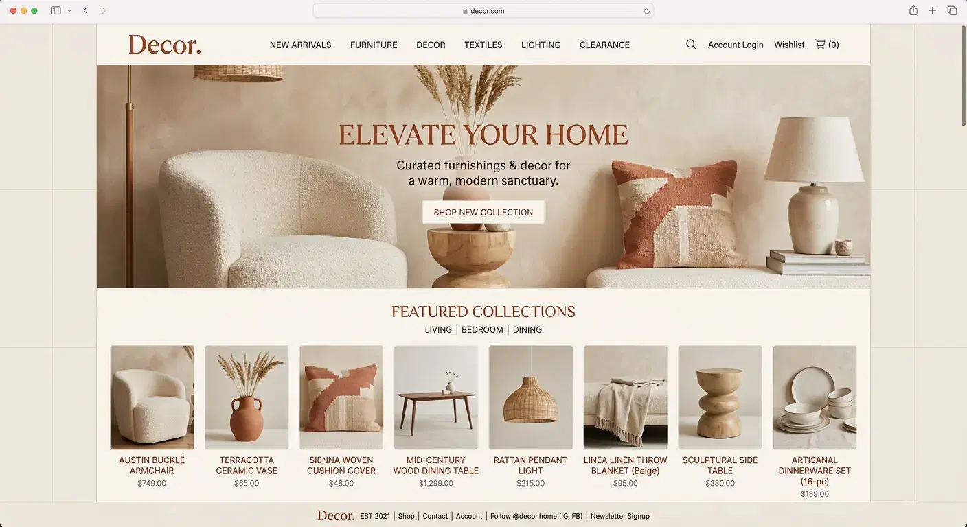 Decor: Home Decor & Furnishing demo store built with BharatGo