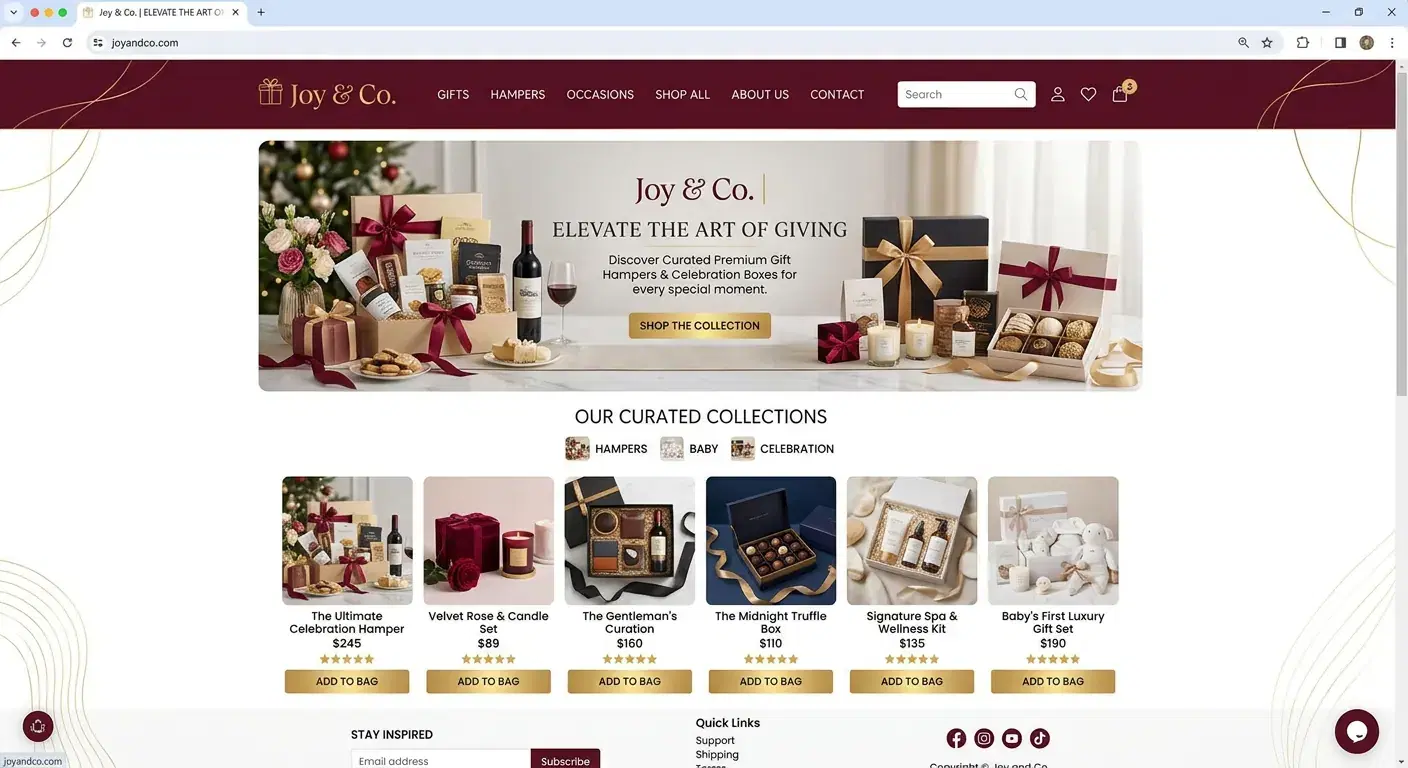 Joy & Co.: Gift Store demo store built with BharatGo