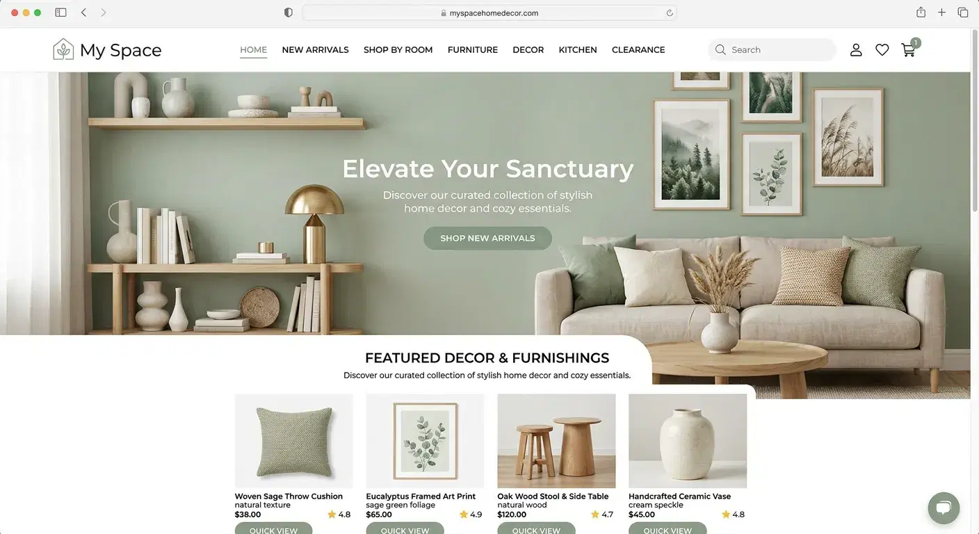My Space: Home Decor & Furnishing demo store built with BharatGo