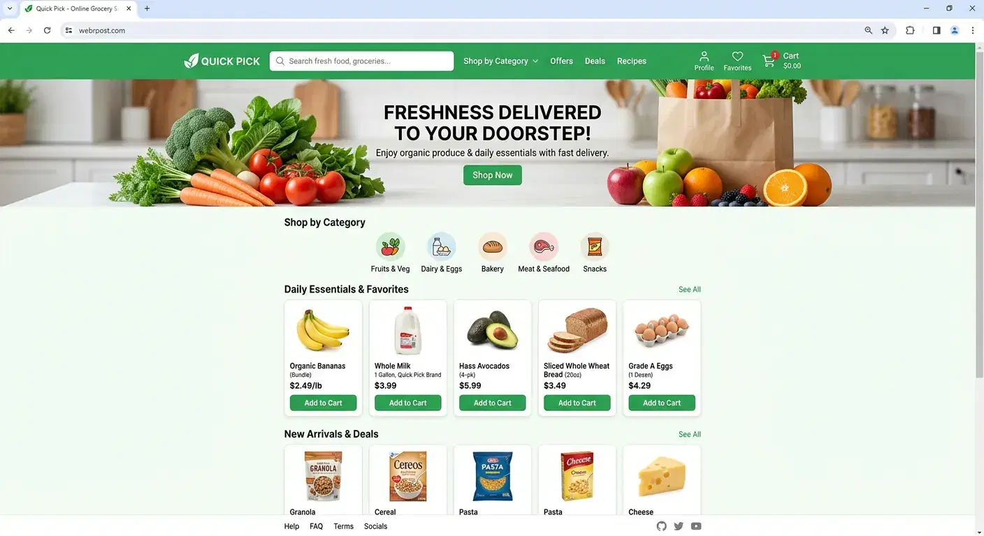 Quick Pick: Grocery & Supermarket demo store built with BharatGo