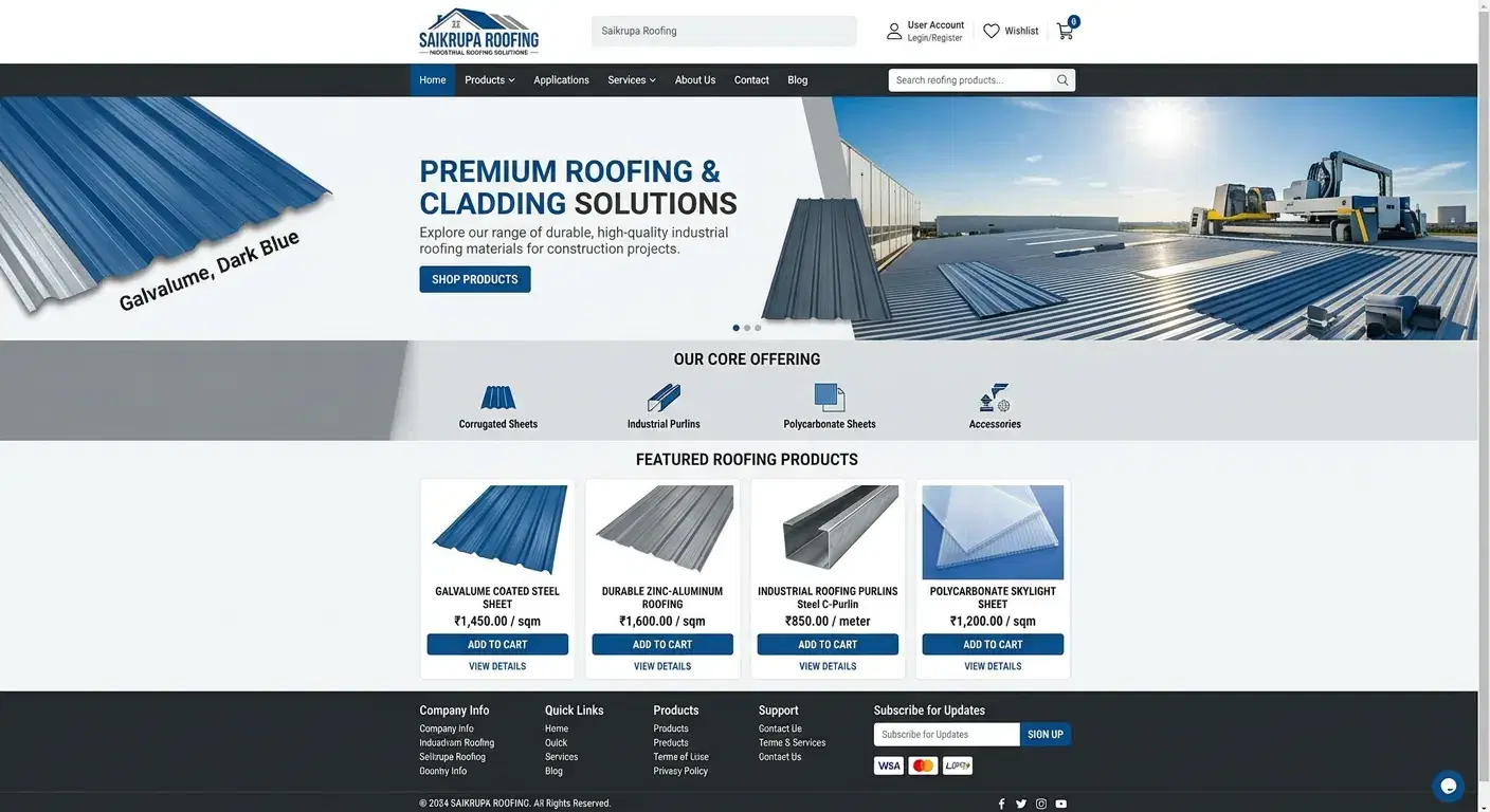 Saikrupa Roofing: Roofing & Construction demo store built with BharatGo
